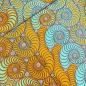 Preview: Afrikanischer Wax Print Stoff Baumwolle ORANGE TURQUOISE SNAILS